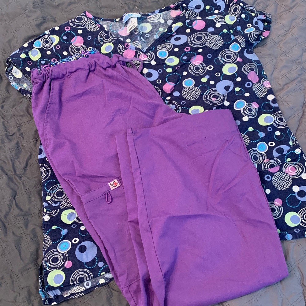 Purple and Blue Scrub Set